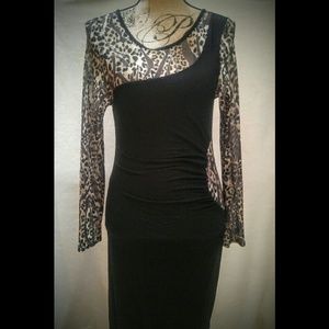 🔴Sexy Black & Leopard Party Dress
